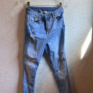 H&M Light Blue Distressed Skinny Jeans